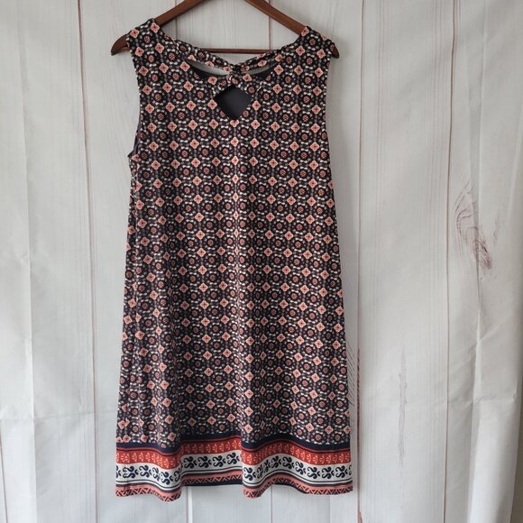 Magnolia Grace Sleeveless Floral Print Midi Dress, Cut-out Back, XL, Gray/Pink - Picture 3 of 8